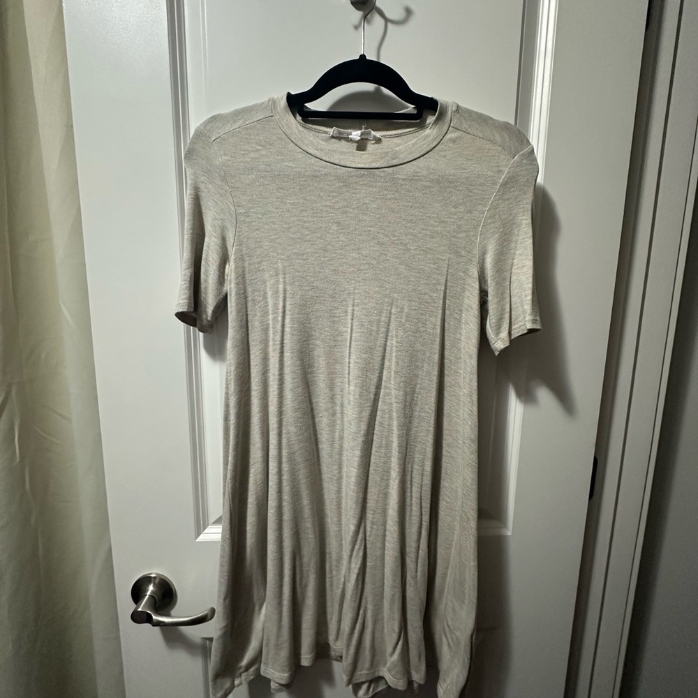 BCBGeneration Neutral/Multicolor Short Sleeve T-Shirt Dress